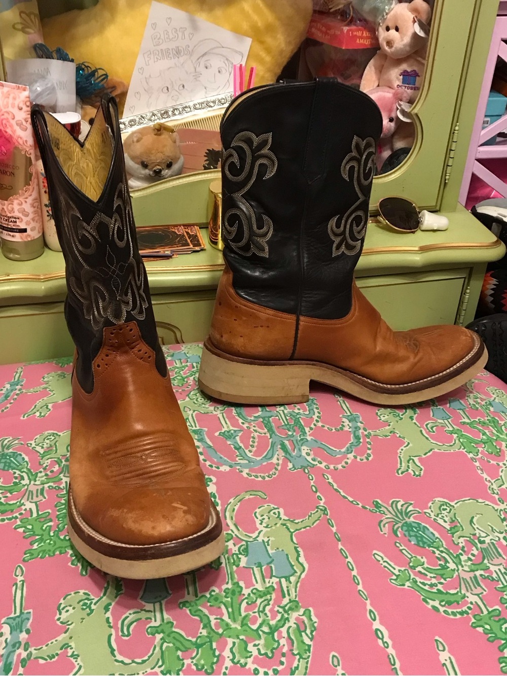 Rios of Mercedes black and brown leather cowboy boots size 10 D